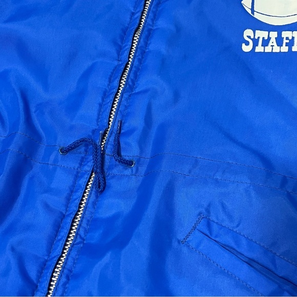 Vintage 1980s Barringer Football Newark New Jersey Blue 80s Zip Up Coat Jacket - Picture 7 of 8